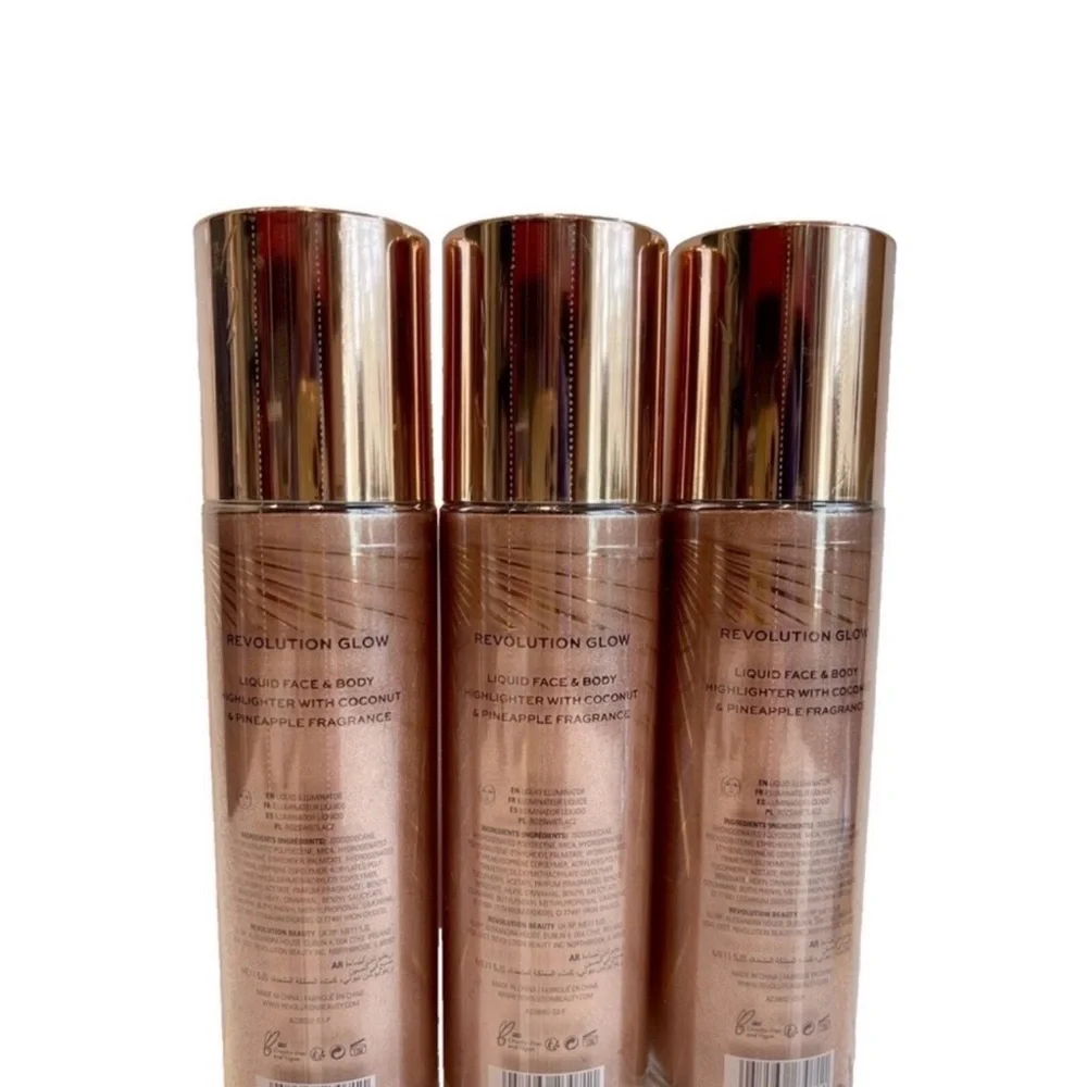 NWT Revolution Molten Body Glow Face & Body Liquid Illuminator 3pk - Rose Gold